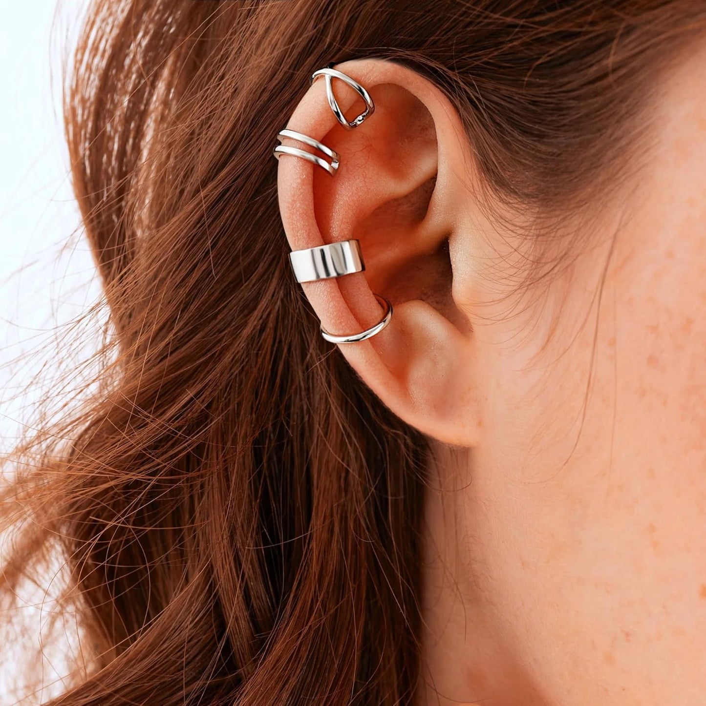 925 Sterling Silver Ear Cuffs for Women, Non Piercing Clip on Cartilage Cuffs, Adjustable Fake Conch & Helix Earrings, Gold Plated & Oxidized Various Styles