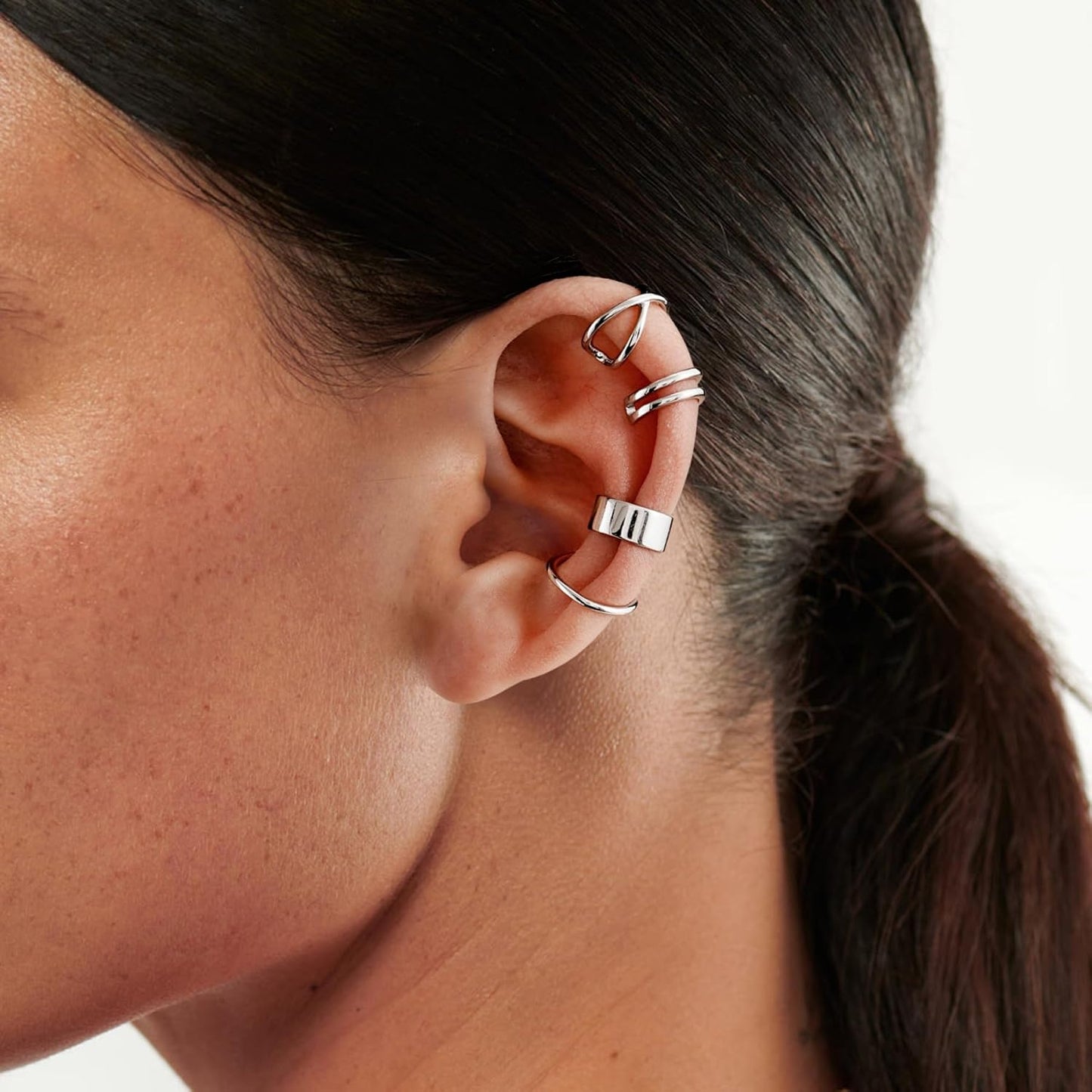 925 Sterling Silver Ear Cuffs for Women, Non Piercing Clip on Cartilage Cuffs, Adjustable Fake Conch & Helix Earrings, Gold Plated & Oxidized Various Styles