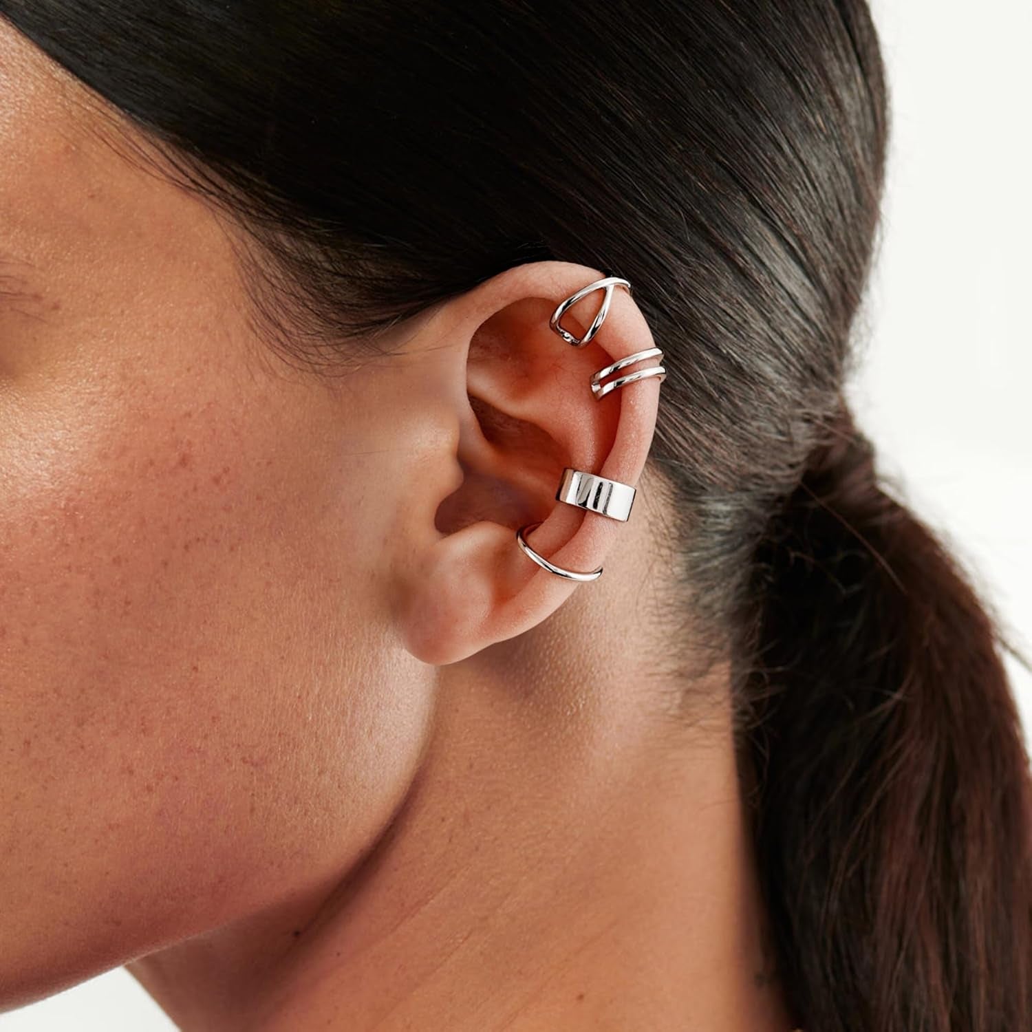 925 Sterling Silver Ear Cuffs for Women, Non Piercing Clip on Cartilage Cuffs, Adjustable Fake Conch & Helix Earrings, Gold Plated & Oxidized Various Styles