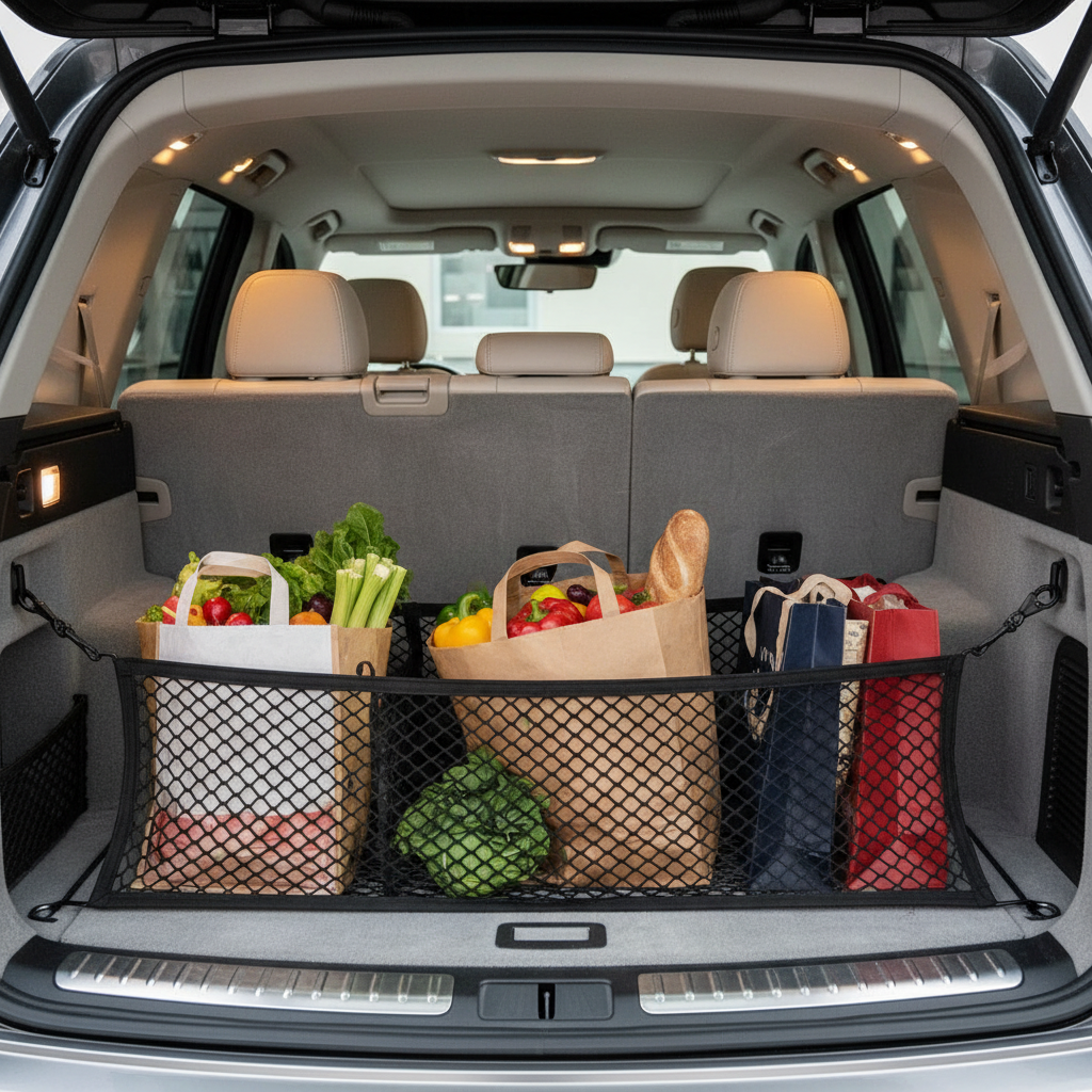Car Trunk Organizer Net – Elastic Mesh Cargo Storage Bag for SUVs & Sedans