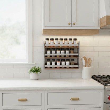 Self-Adhesive Spice Rack – Wall-Mounted Under-Shelf Kitchen Organizer